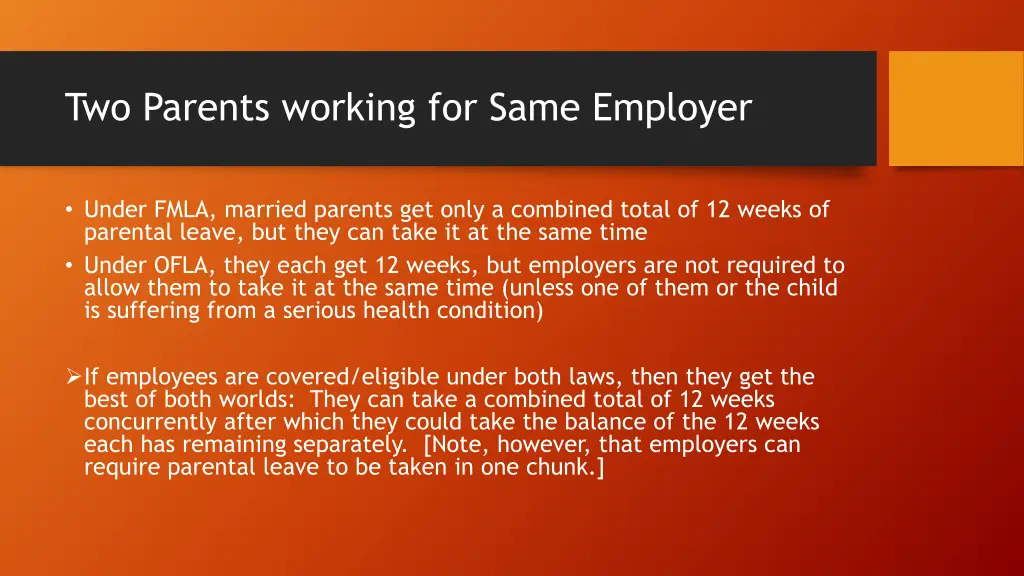 two parents working for same employer