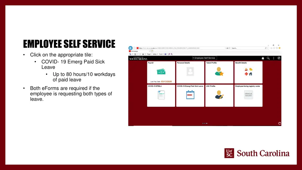 employee self service click on the appropriate