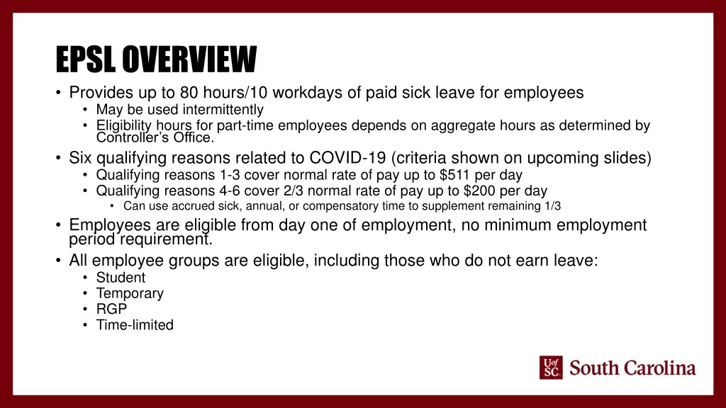 epsl overview provides up to 80 hours 10 workdays