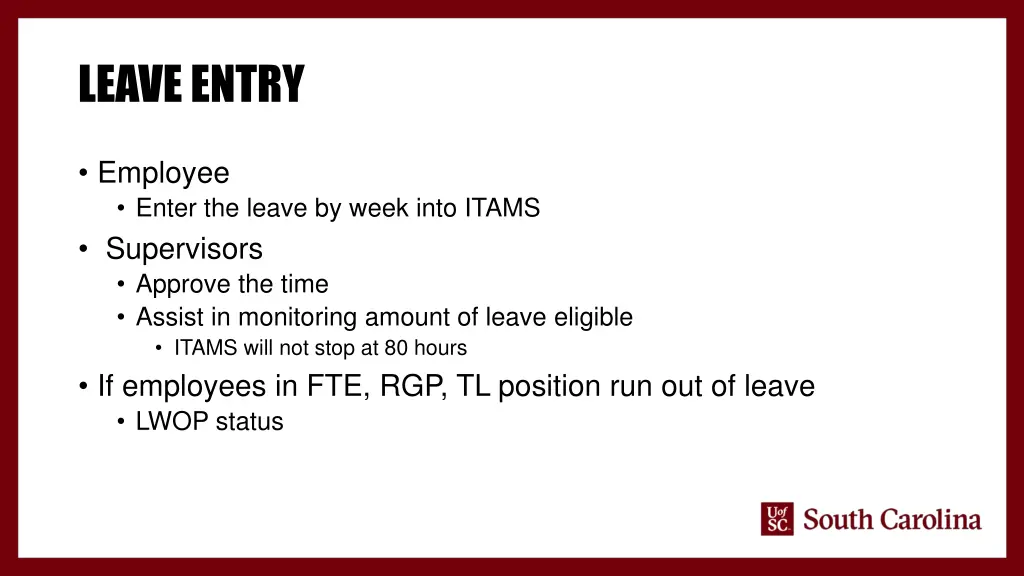 leave entry