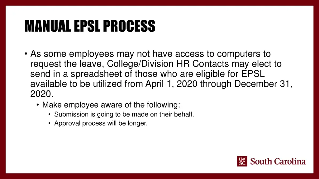 manual epsl process