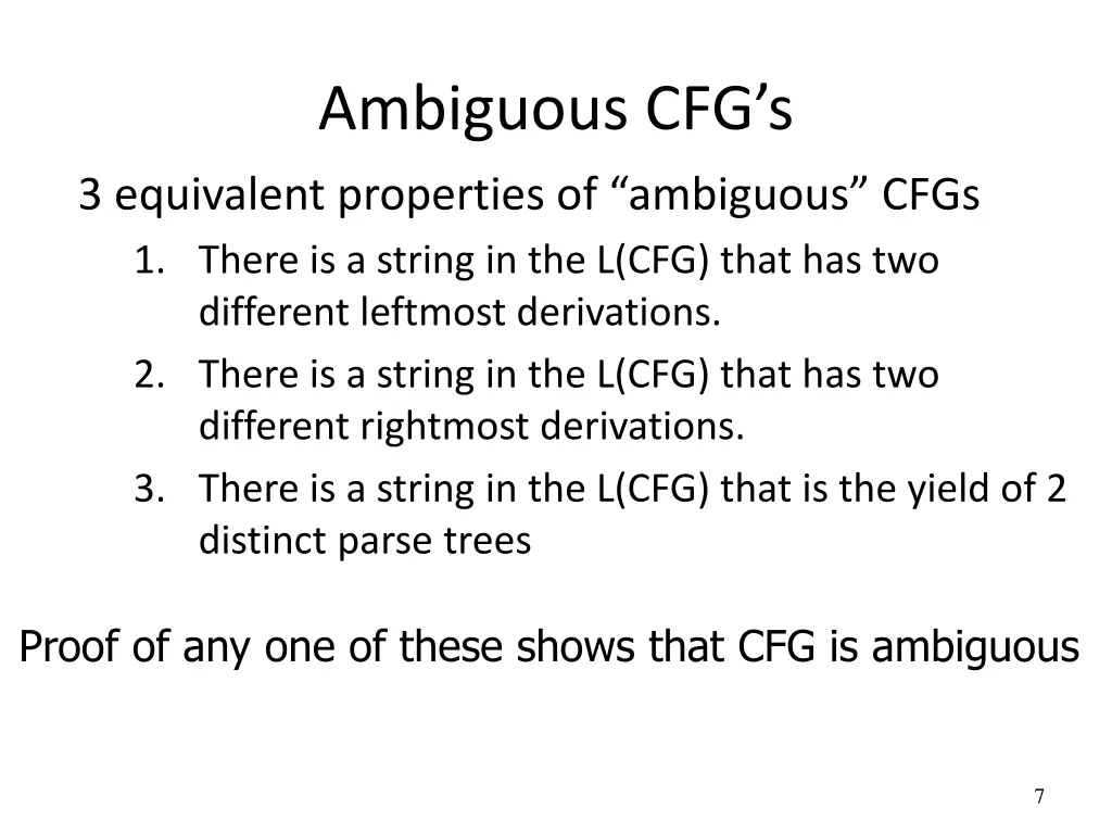 ambiguous cfg s