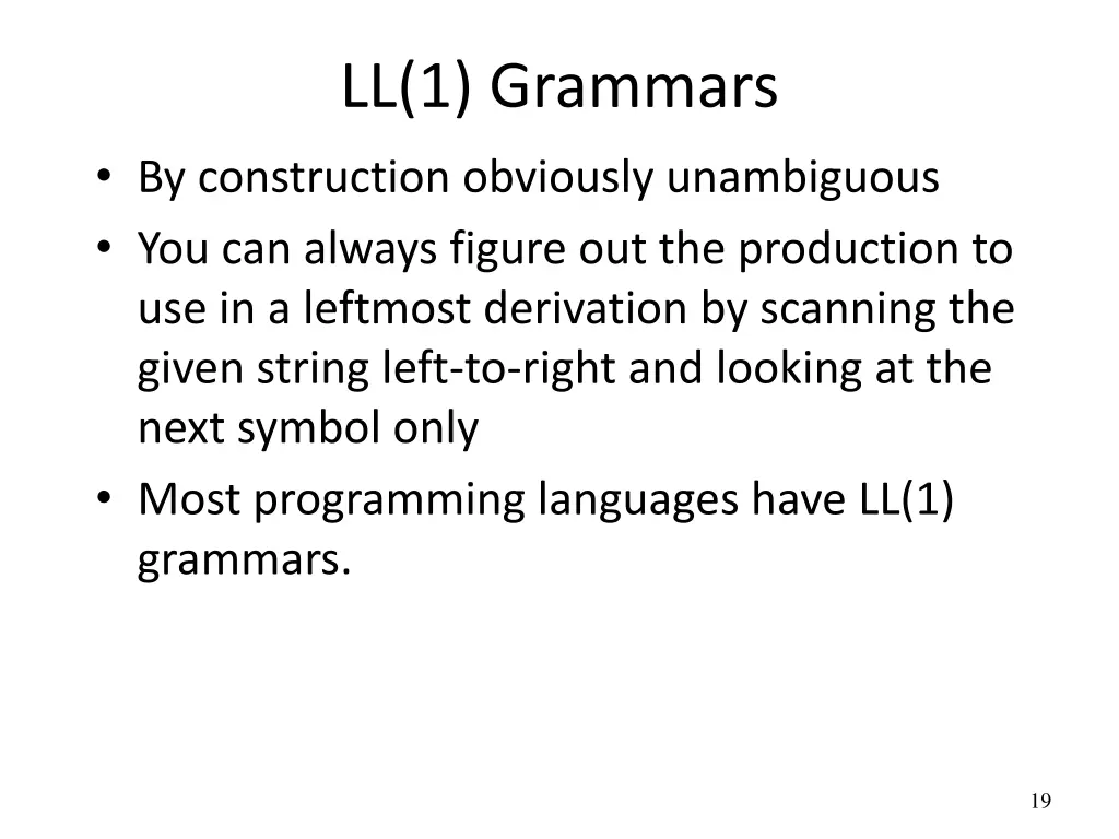ll 1 grammars