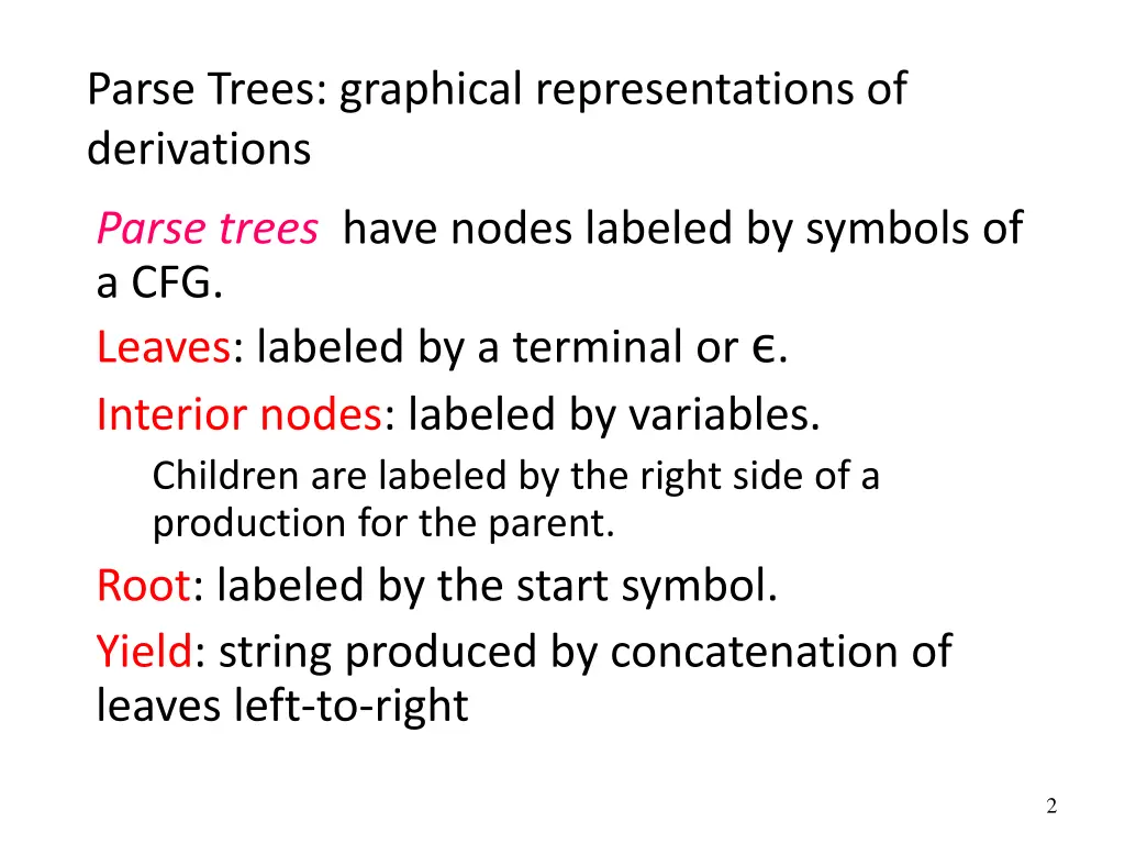 parse trees graphical representations