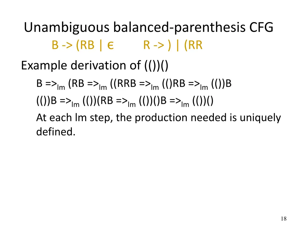 unambiguous balanced parenthesis 1