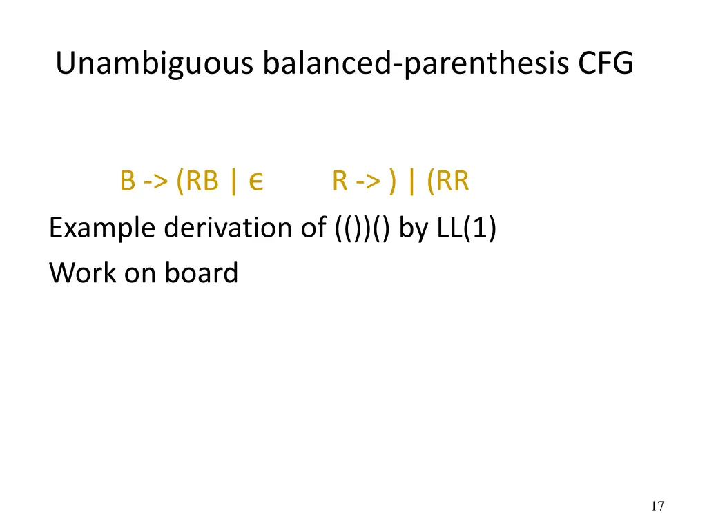 unambiguous balanced parenthesis cfg