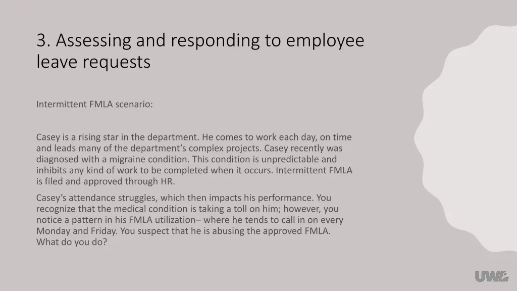 3 assessing and responding to employee leave