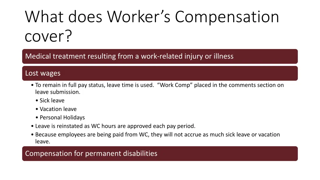 what does worker s compensation cover