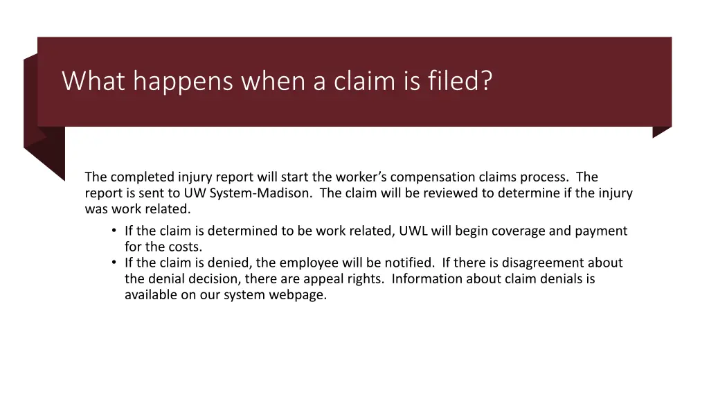 what happens when a claim is filed