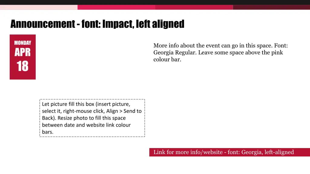 announcement font impact left aligned