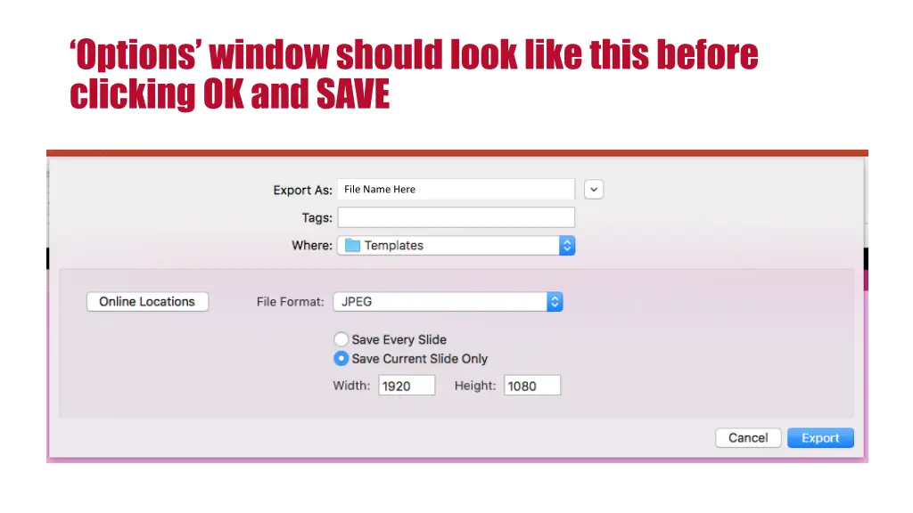 options window should look like this before