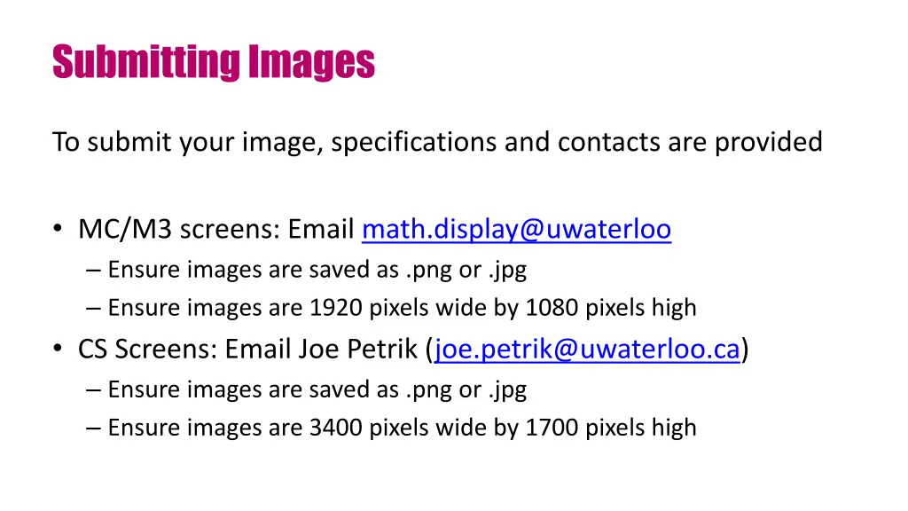 submitting images