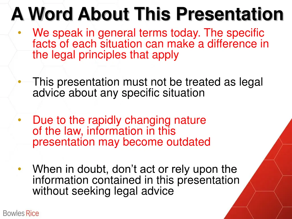 a word about this presentation we speak