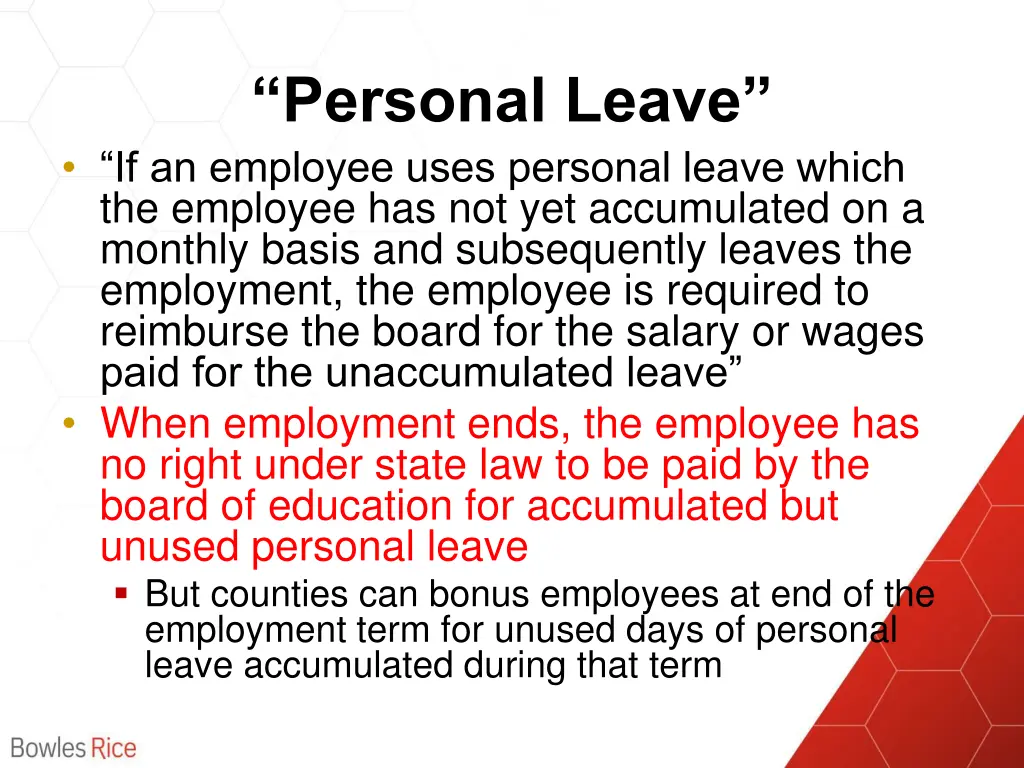 personal leave if an employee uses personal leave