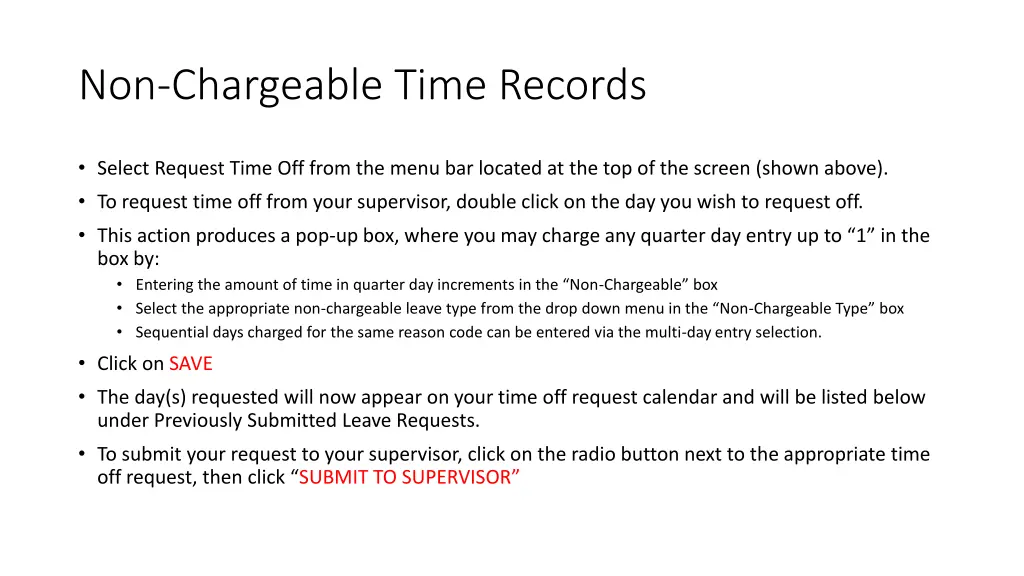 non chargeable time records