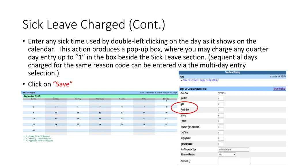 sick leave charged cont