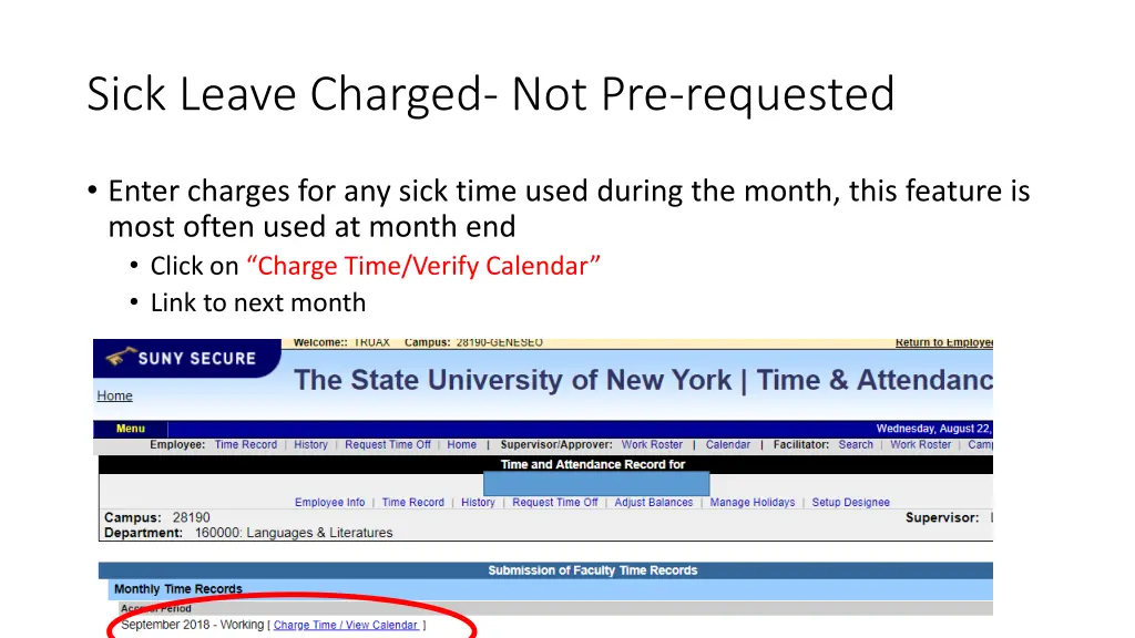 sick leave charged not pre requested