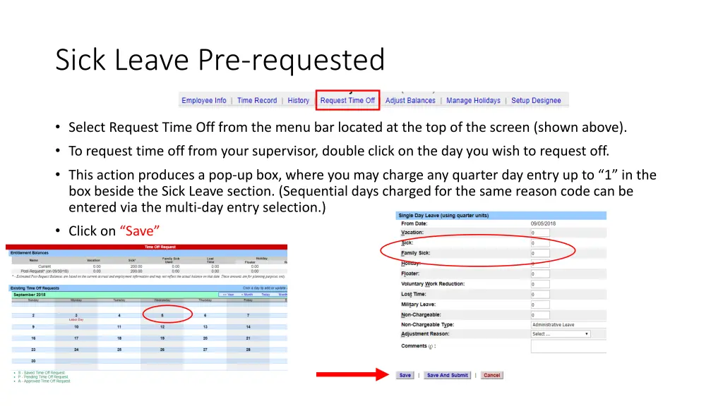 sick leave pre requested