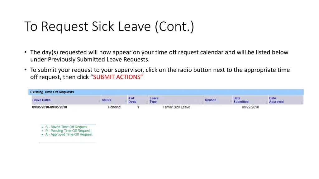 to request sick leave cont