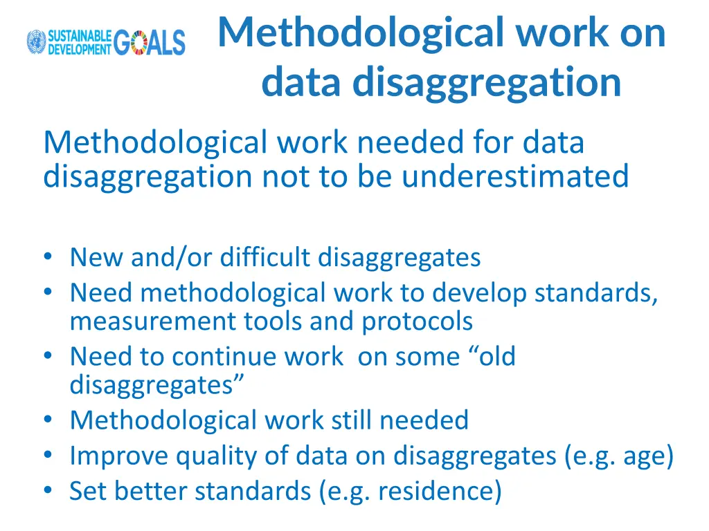 methodological work on data disaggregation