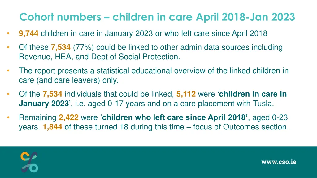 cohort numbers children in care april 2018