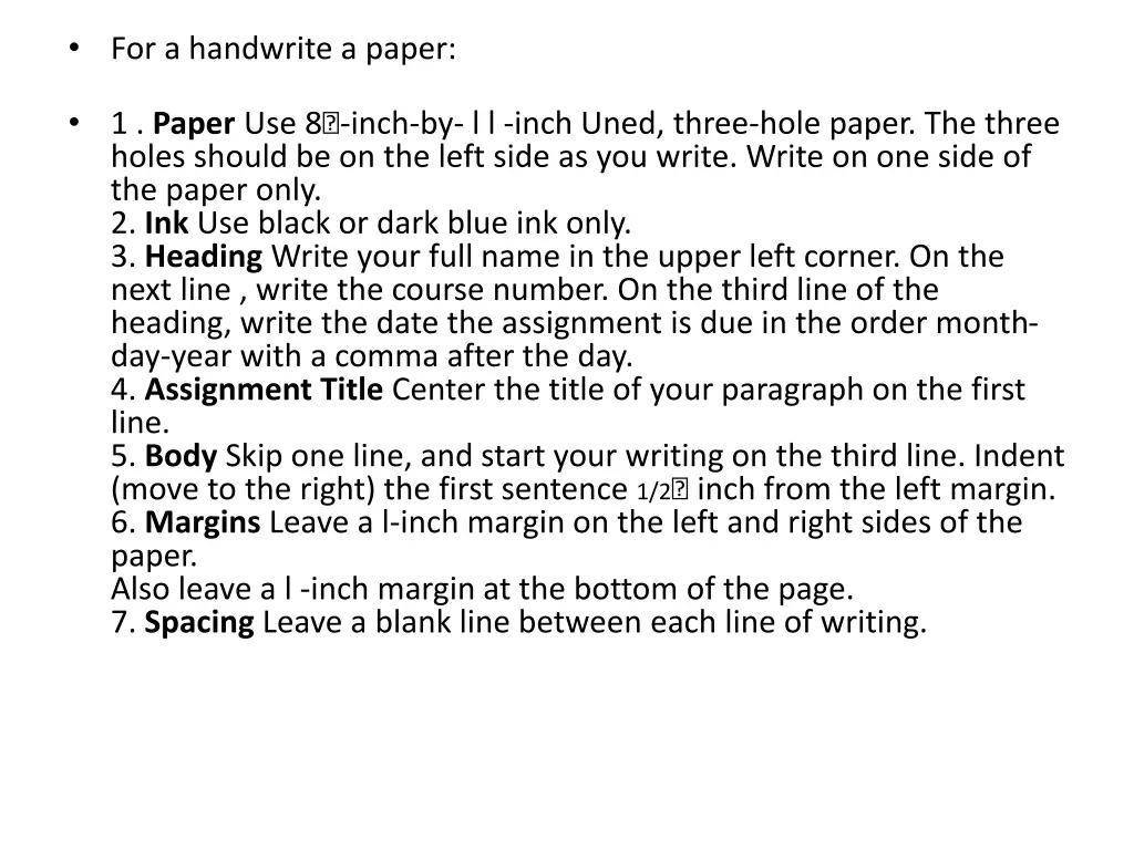 for a handwrite a paper