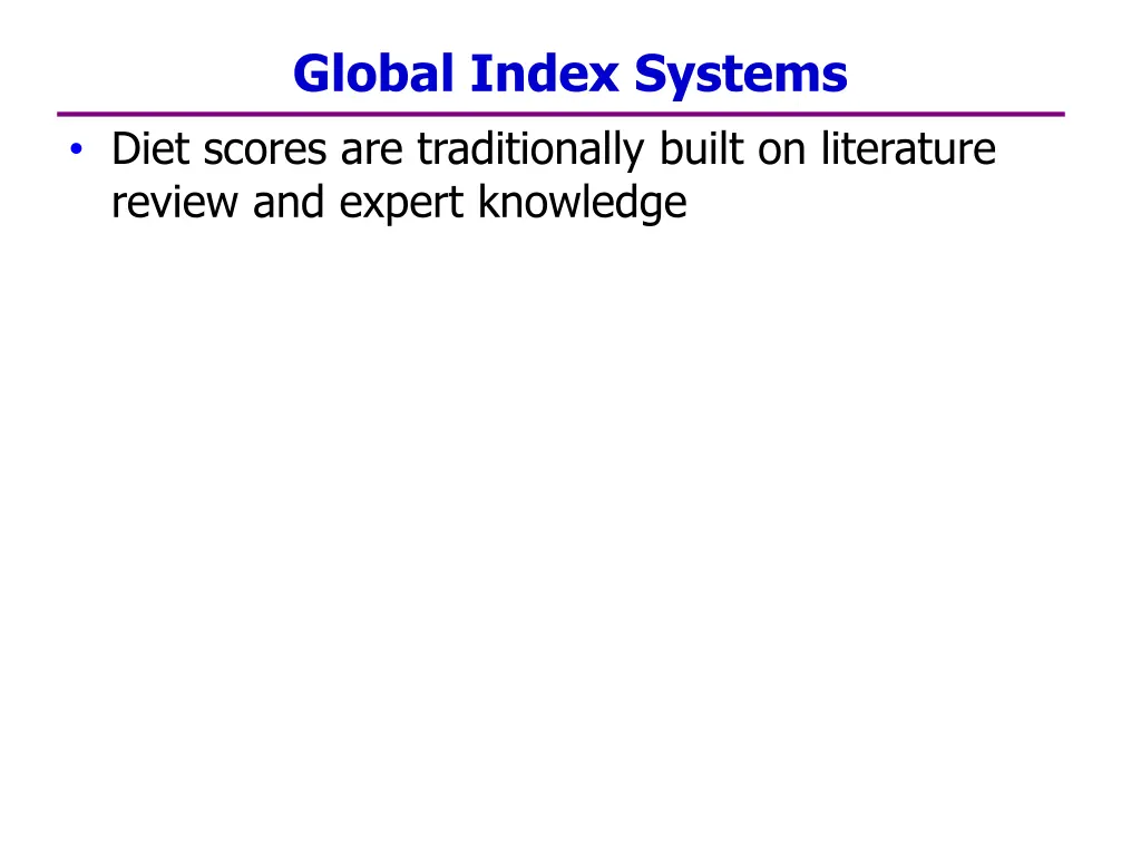 global index systems diet scores