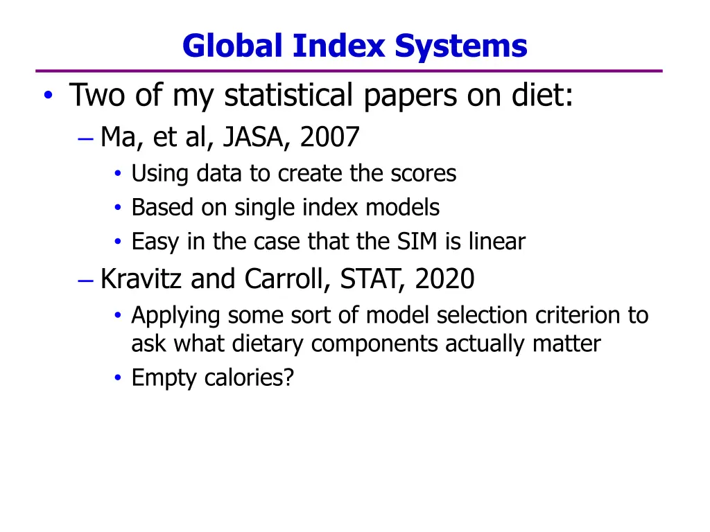 global index systems two of my statistical papers