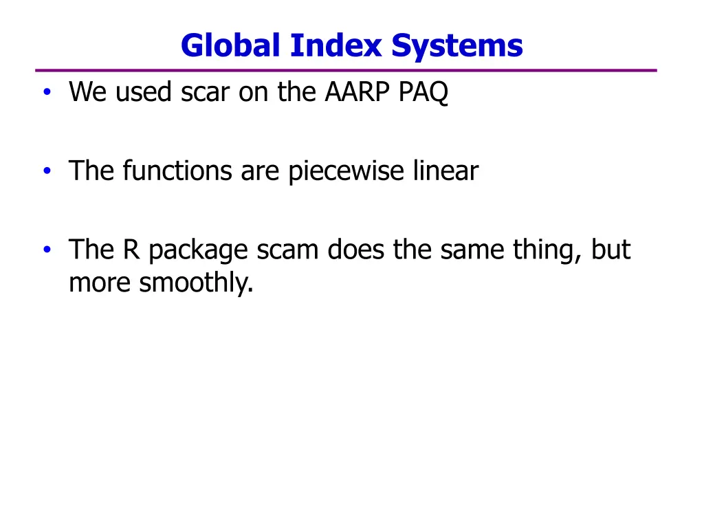 global index systems we used scar on the aarp paq