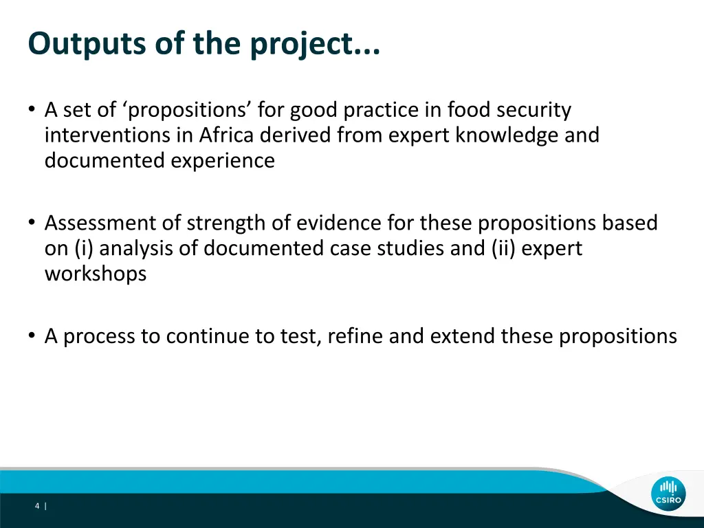 outputs of the project