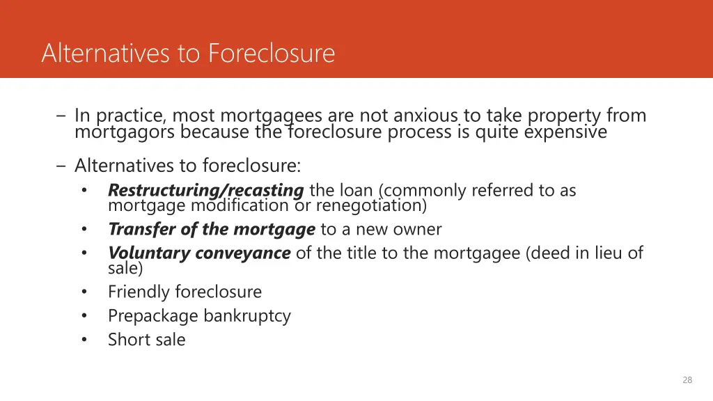 alternatives to foreclosure