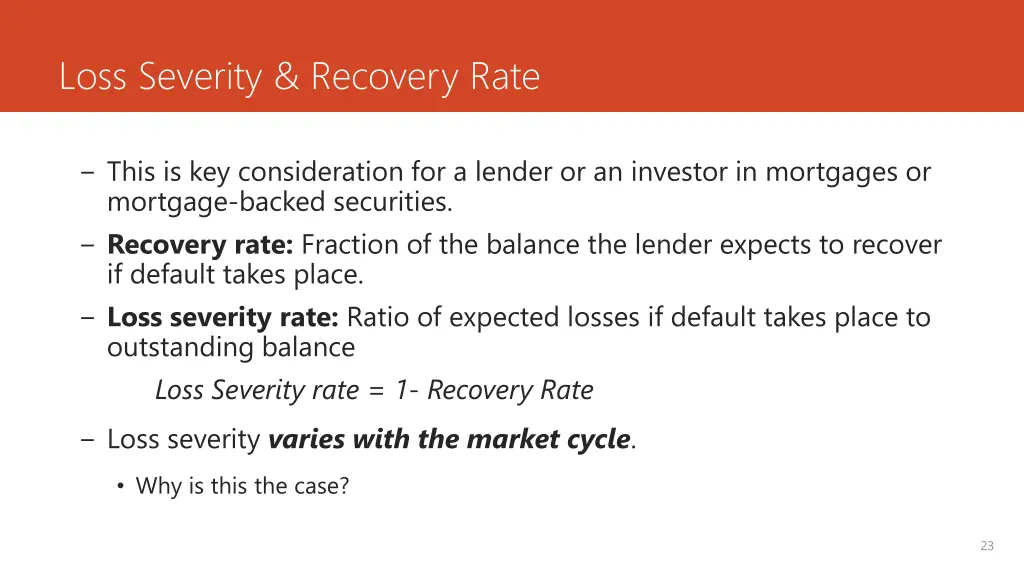 loss severity recovery rate