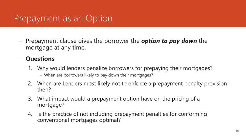 prepayment as an option