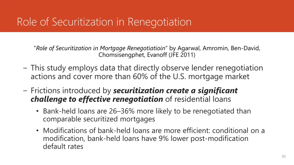 role of securitization in renegotiation
