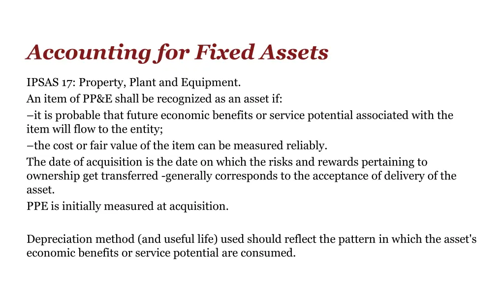 accounting for fixed assets