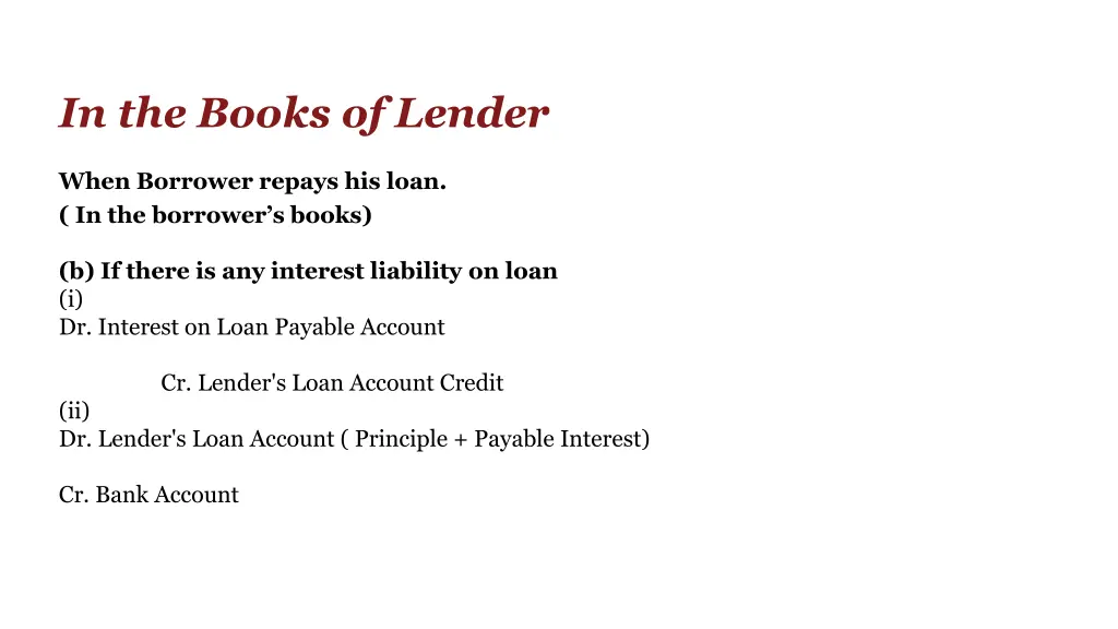 in the books of lender 5