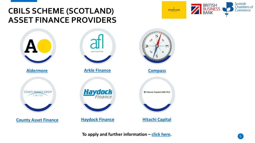 cbils scheme scotland asset finance providers