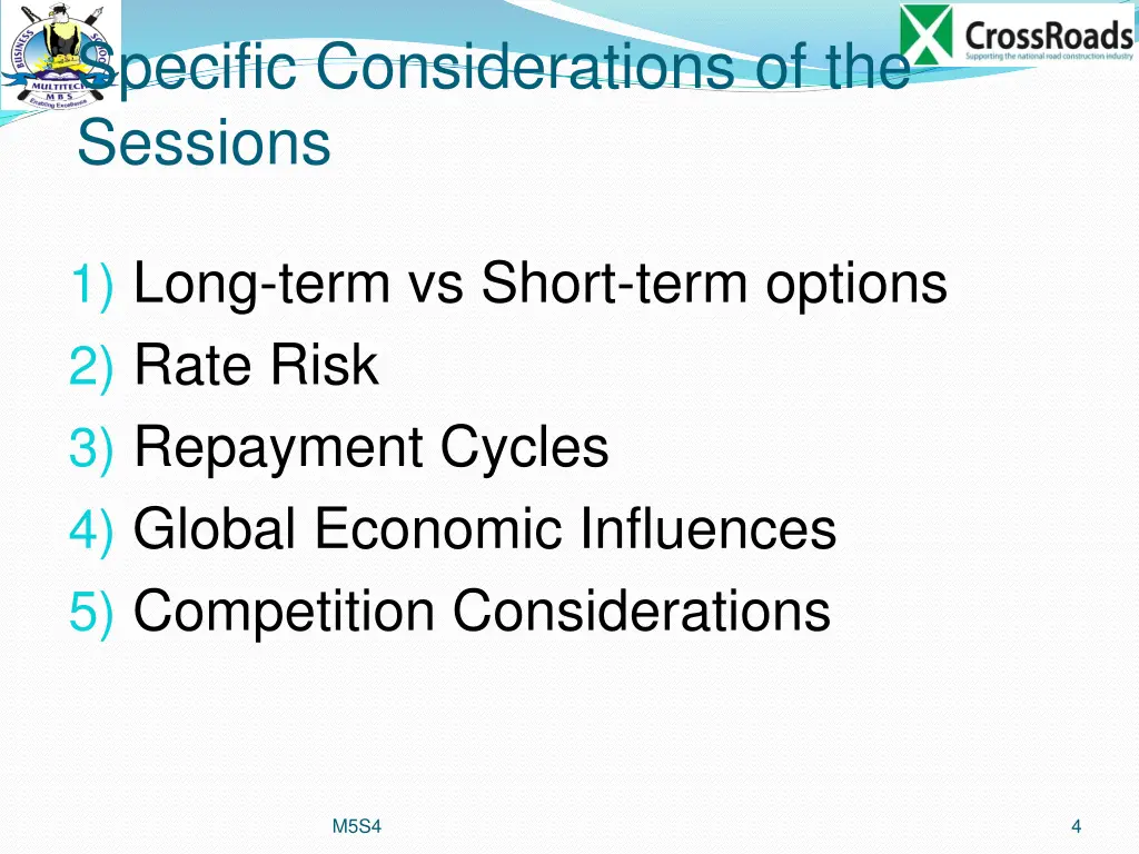 specific considerations of the sessions