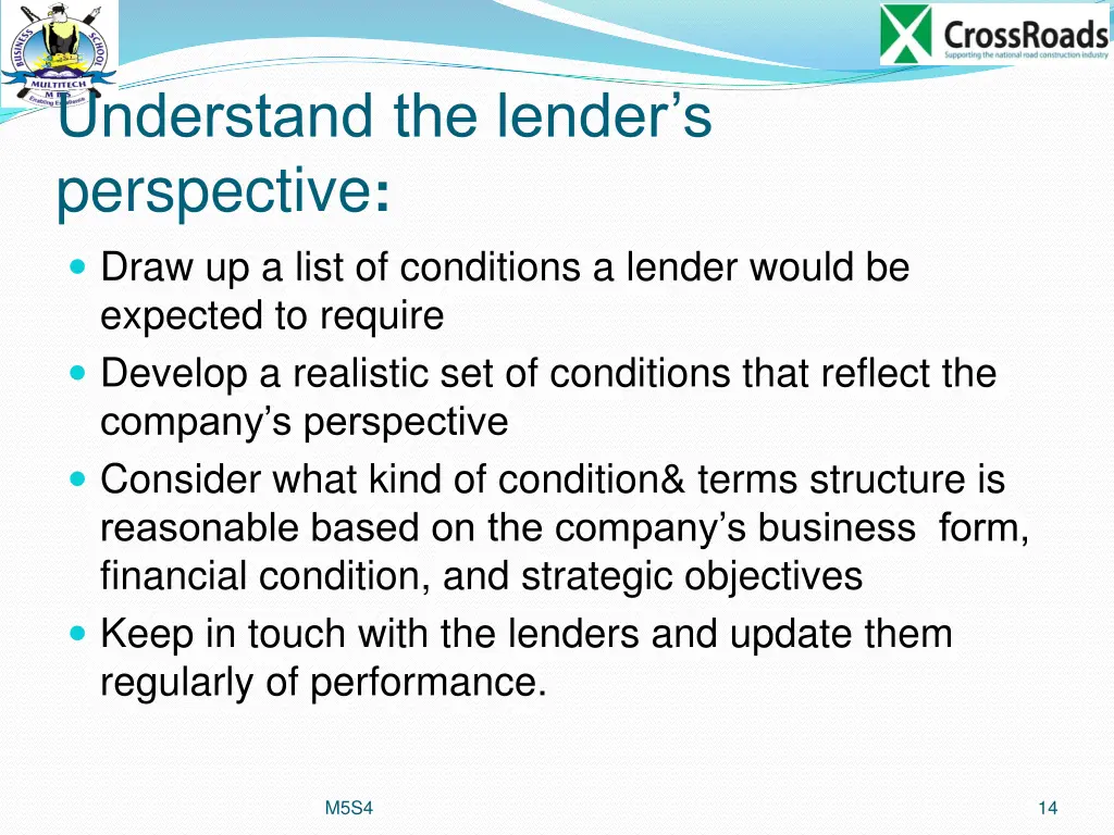 understand the lender s perspective draw