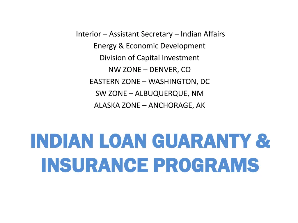 interior assistant secretary indian affairs