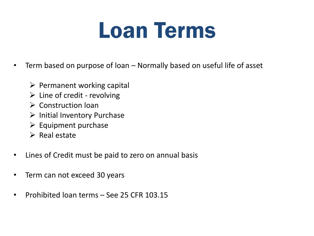 loan terms