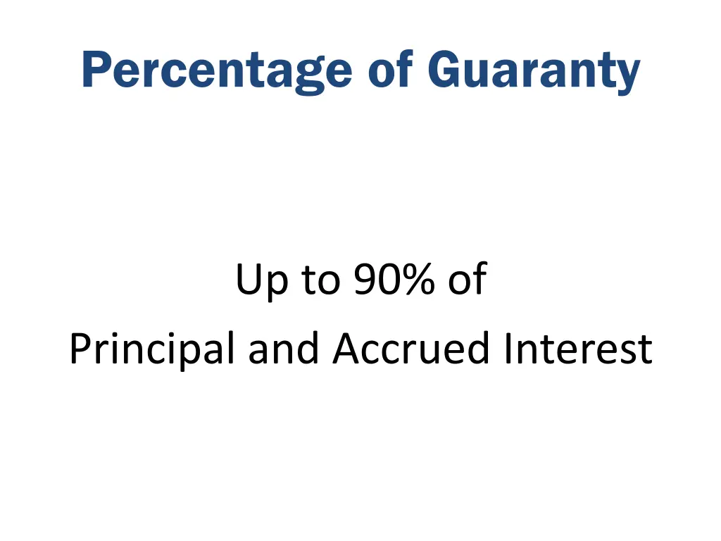 percentage of guaranty