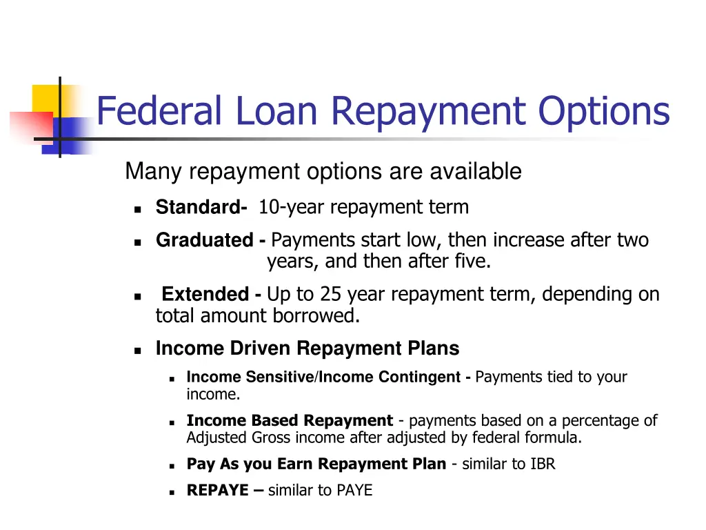 federal loan repayment options