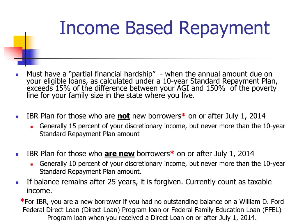 income based repayment