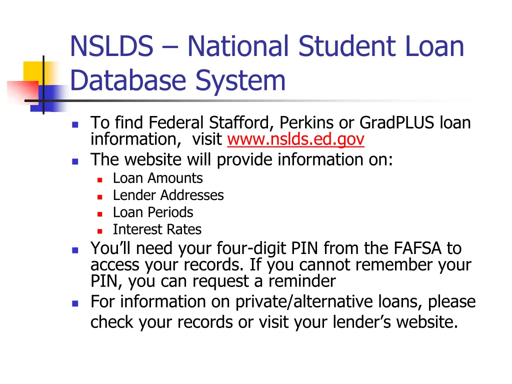 nslds national student loan database system