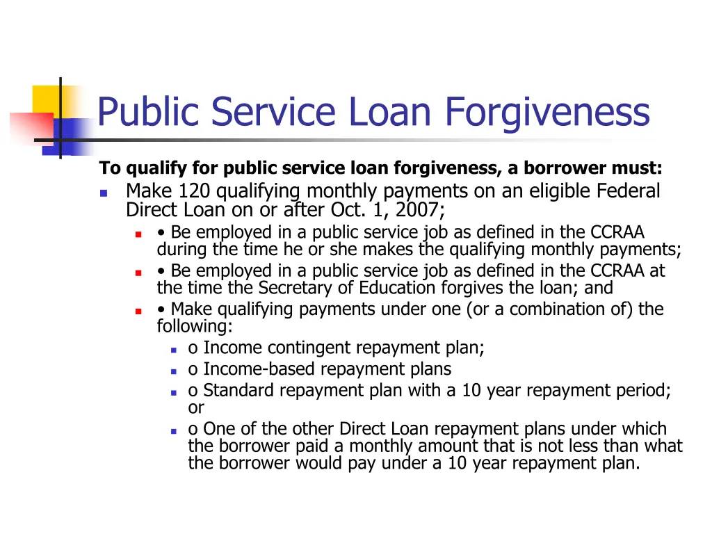 public service loan forgiveness