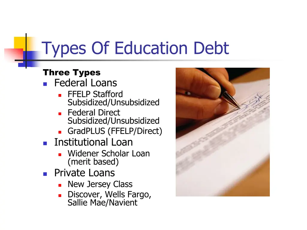 types of education debt