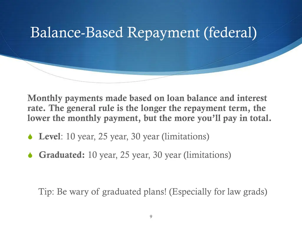 balance based repayment federal