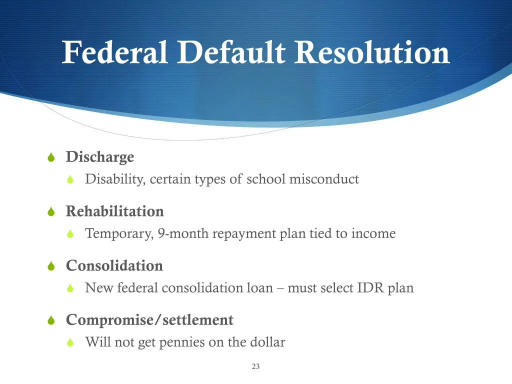 federal default resolution