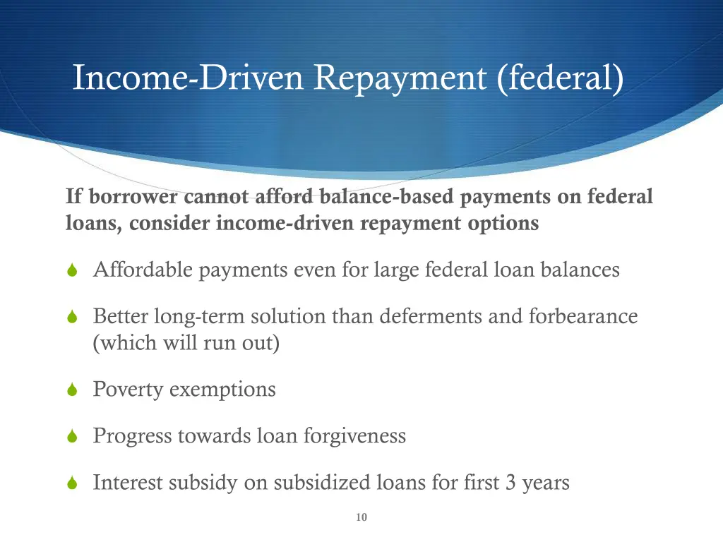 income driven repayment federal